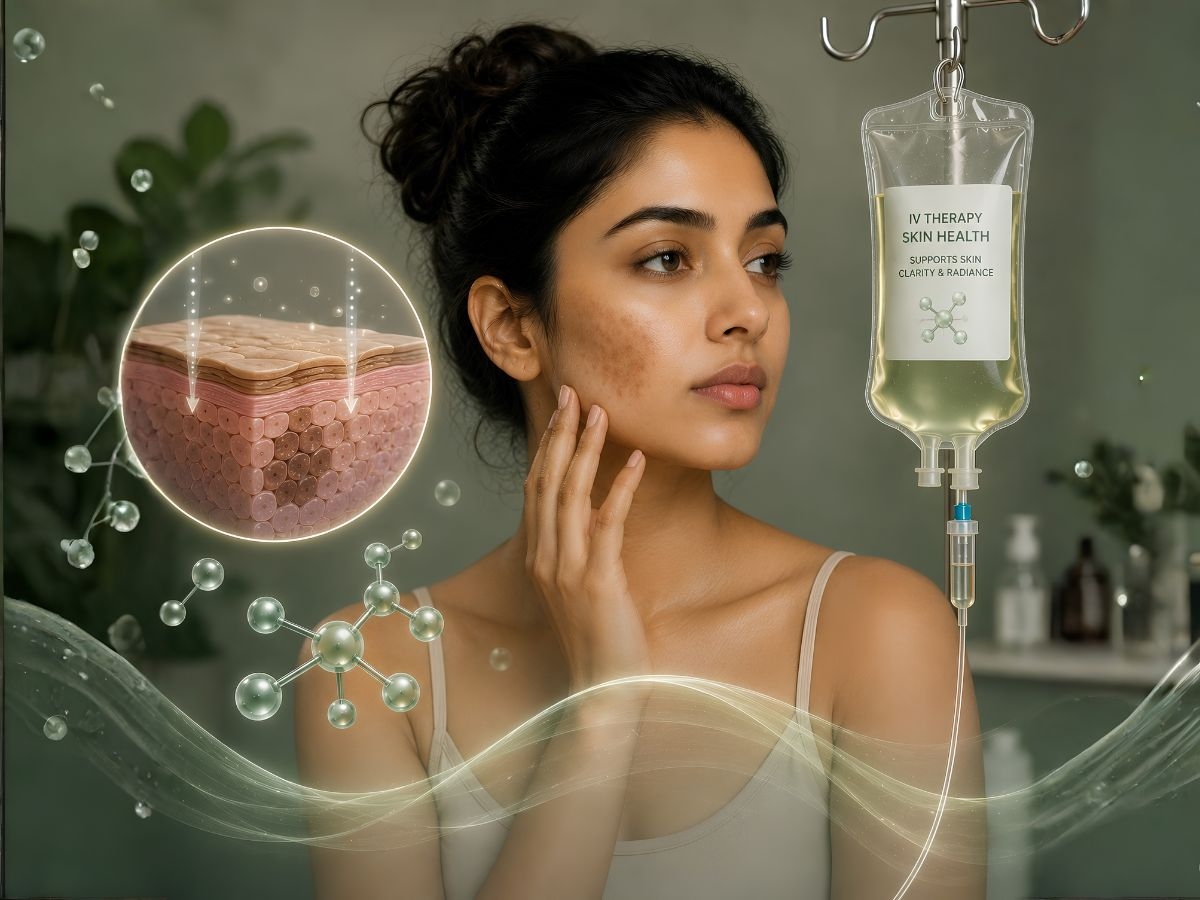 ALIV Pune skin IV therapy session — glutathione and vitamin C drip for pigmentation support